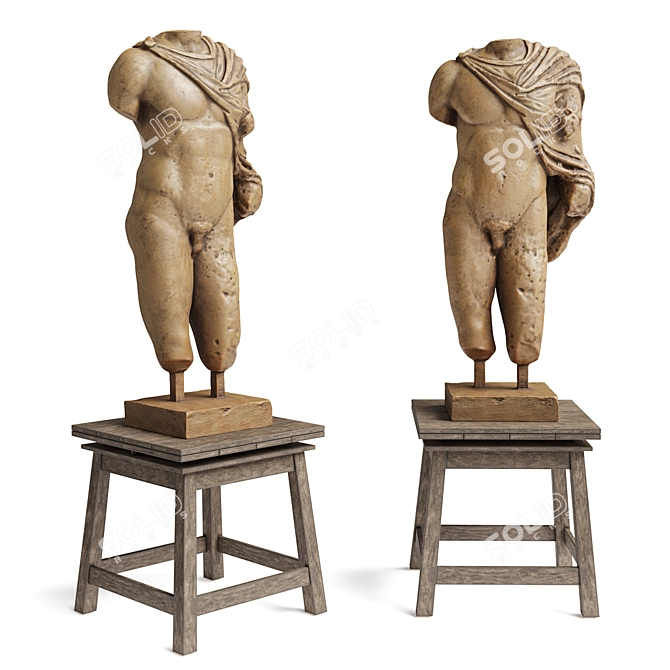 Classic Marble Man Torso Table 3D model image 1