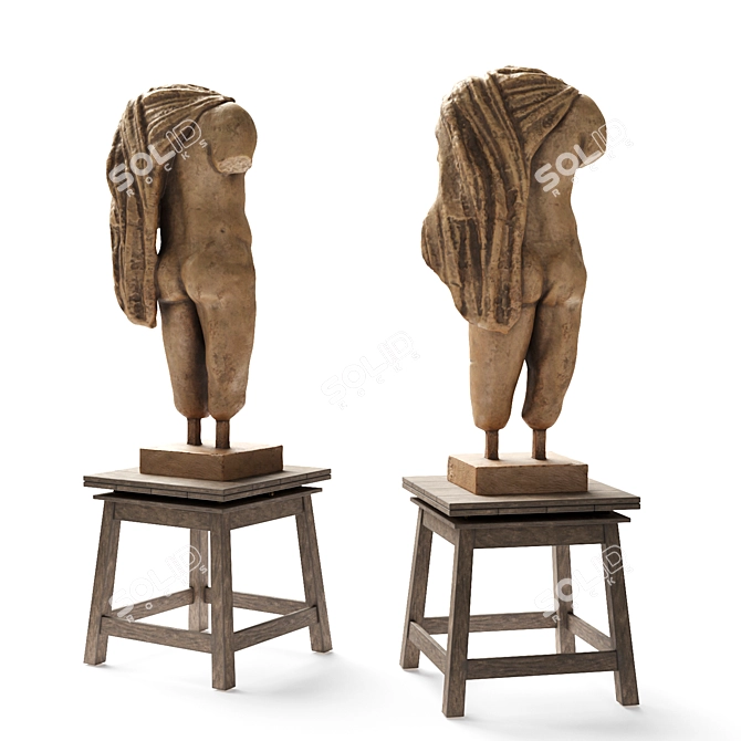 Classic Marble Man Torso Table 3D model image 4