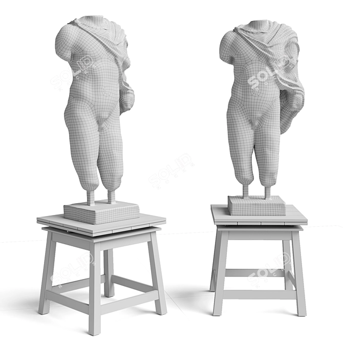 Classic Marble Man Torso Table 3D model image 5