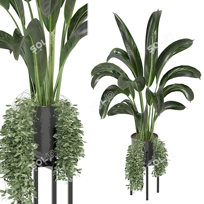 Ferm Living Bau Pot Large with Indoor Plants 3D model image 2