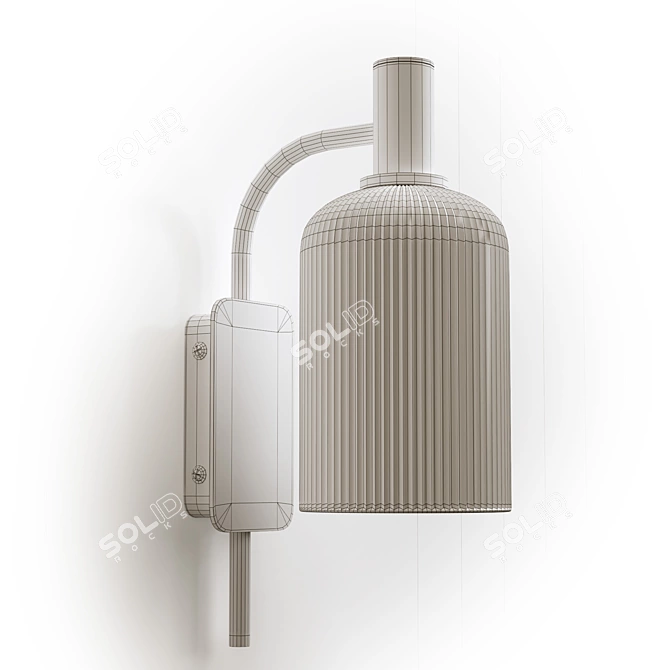 Brass and Fluted Glass Wall Lamp 3D model image 2