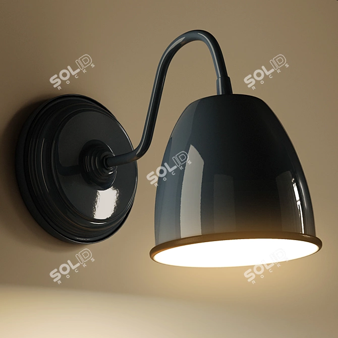 Aubry Gaspard Blue Metal Wall Lamp 3D model image 2