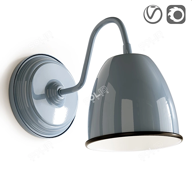 Aubry Gaspard Blue Metal Wall Lamp 3D model image 3