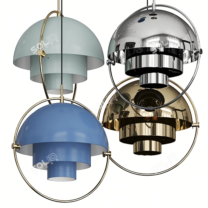 GUBI Multi-Lite Pendant: Modern Elegance. 3D model image 2