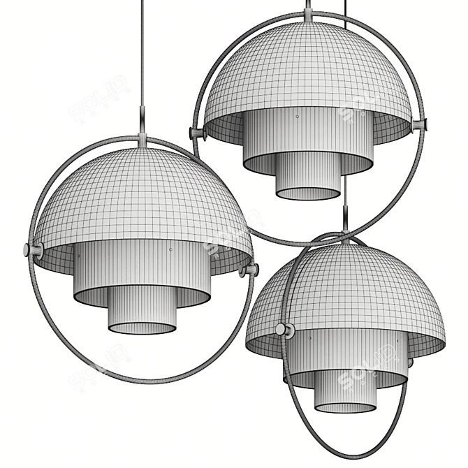 GUBI Multi-Lite Pendant: Modern Elegance. 3D model image 3