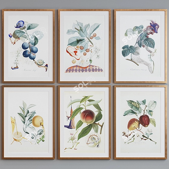 Modern Fruit Collage Picture Frame Set 3D model image 2