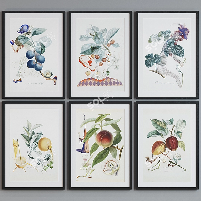 Modern Fruit Collage Picture Frame Set 3D model image 5