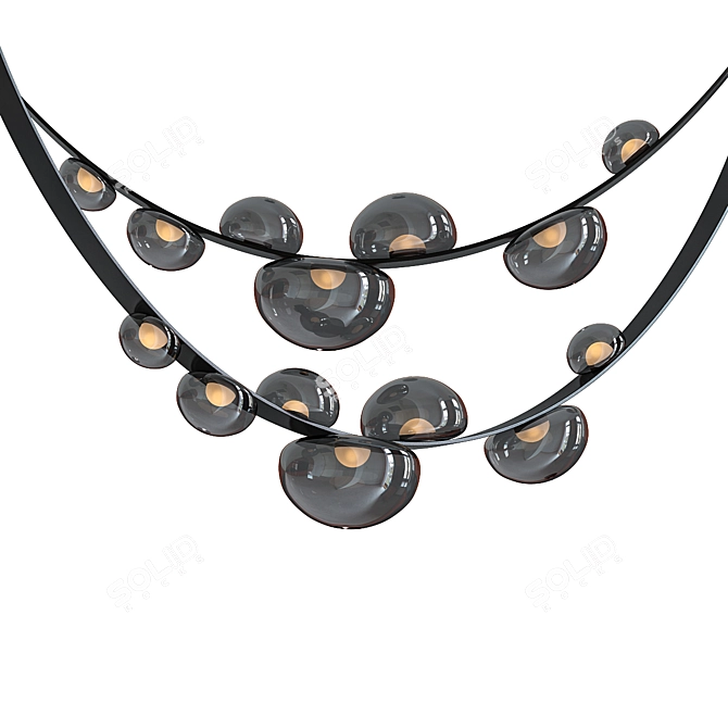 Elegant Dew Drops Pendant Light 3D model image 1