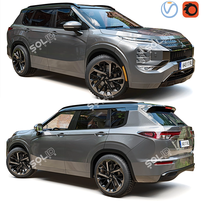 Sleek and Powerful Mitsubishi Outlander 3D model image 1