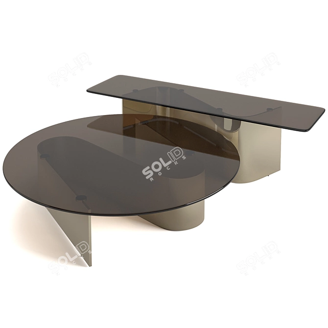 Modern Aluminum Minotti Bender Coffee Table Set 3D model image 2