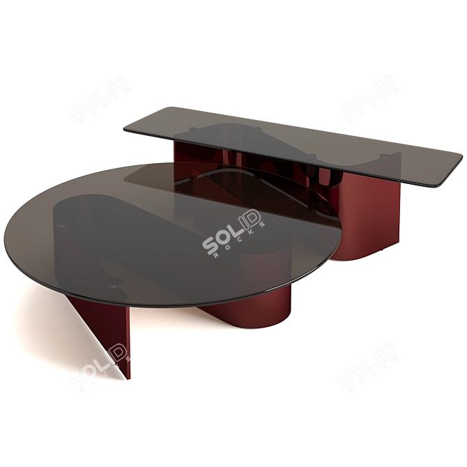 Modern Aluminum Minotti Bender Coffee Table Set 3D model image 4