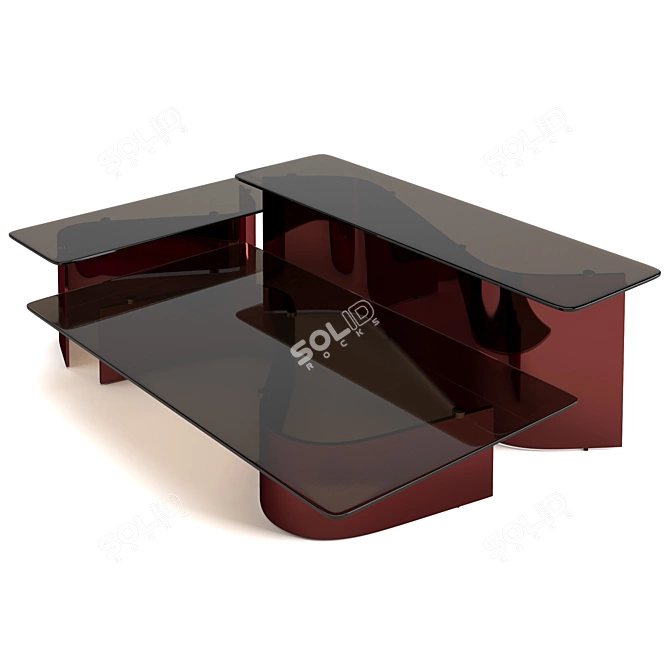 Modern Aluminum Minotti Bender Coffee Table Set 3D model image 6