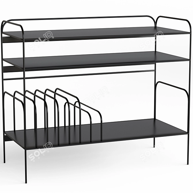 Modern Metal Vinyl Shelf 3D model image 1