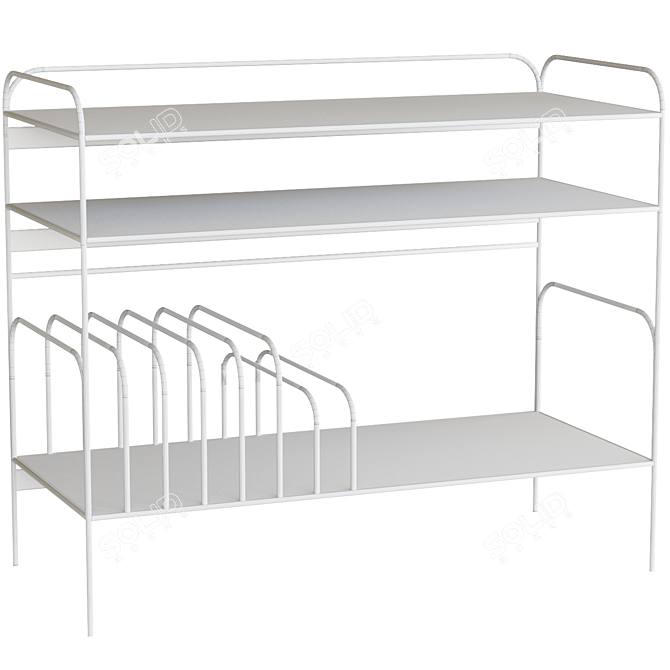 Modern Metal Vinyl Shelf 3D model image 4