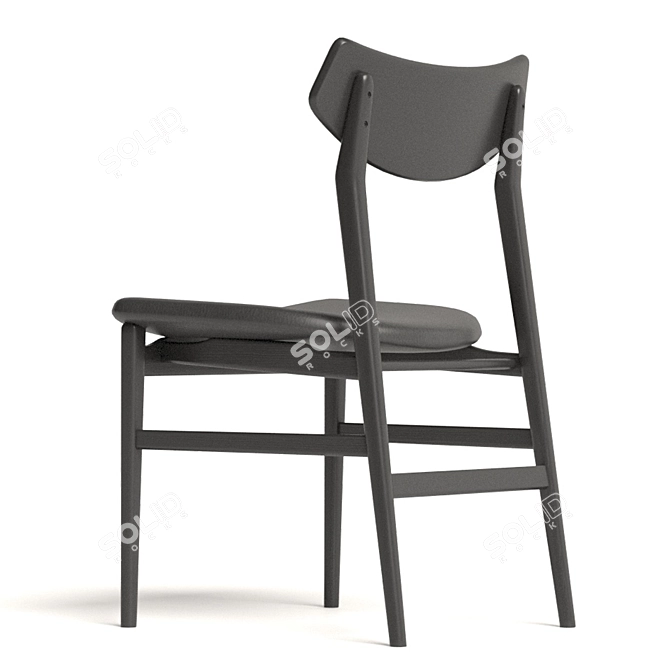 Sophisticated Rebecca Chair: Oak Wood Frame, Black Leather Seat 3D model image 2