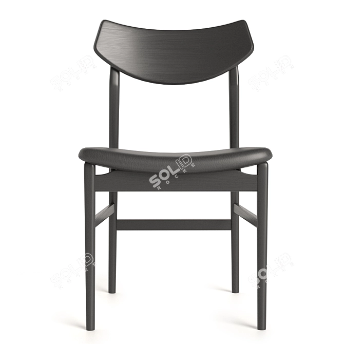 Sophisticated Rebecca Chair: Oak Wood Frame, Black Leather Seat 3D model image 3