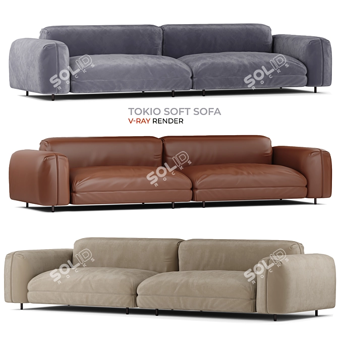 Arflex Tokio Soft Sofa: Premium Italian Leather Comfort 3D model image 1