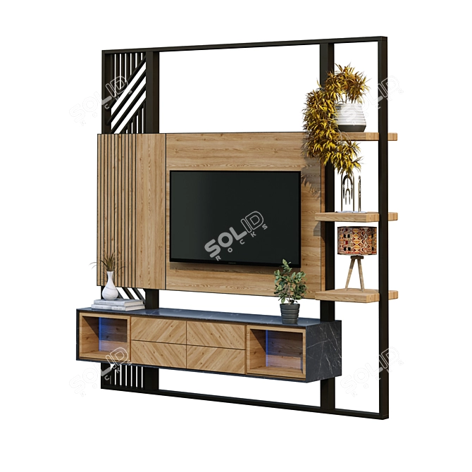 Modern TV Wall Set 205 3D model image 2