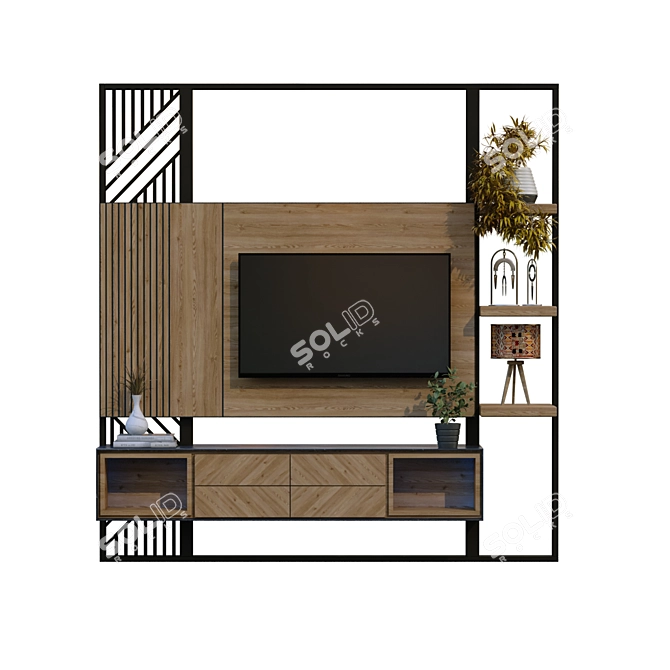 Modern TV Wall Set 205 3D model image 6