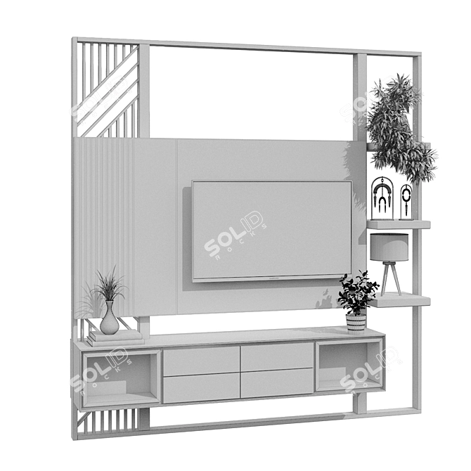 Modern TV Wall Set 205 3D model image 7