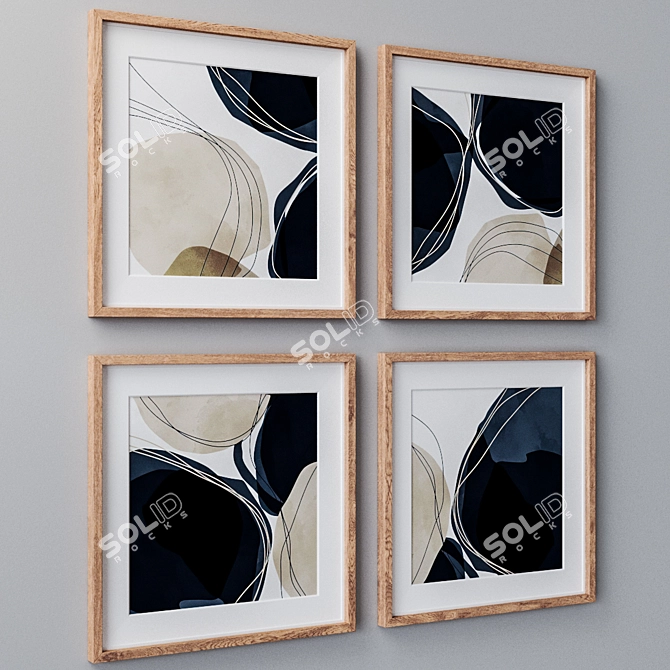 Large Wall Paintings Set with Variety of Frame Colors 3D model image 2