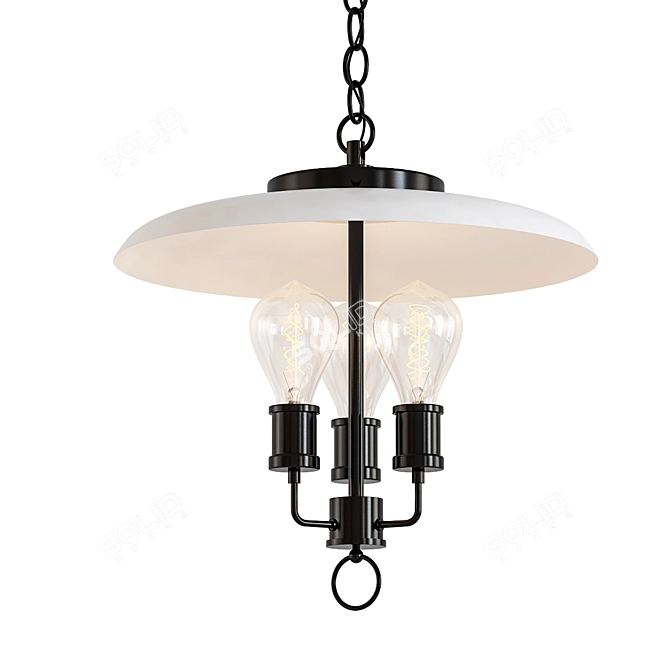 Industrial Black Pendant Light: Umbrella 3D model image 1