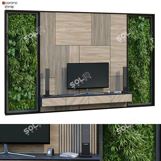 Sleek TV Wall Panel 207 3D model image 1