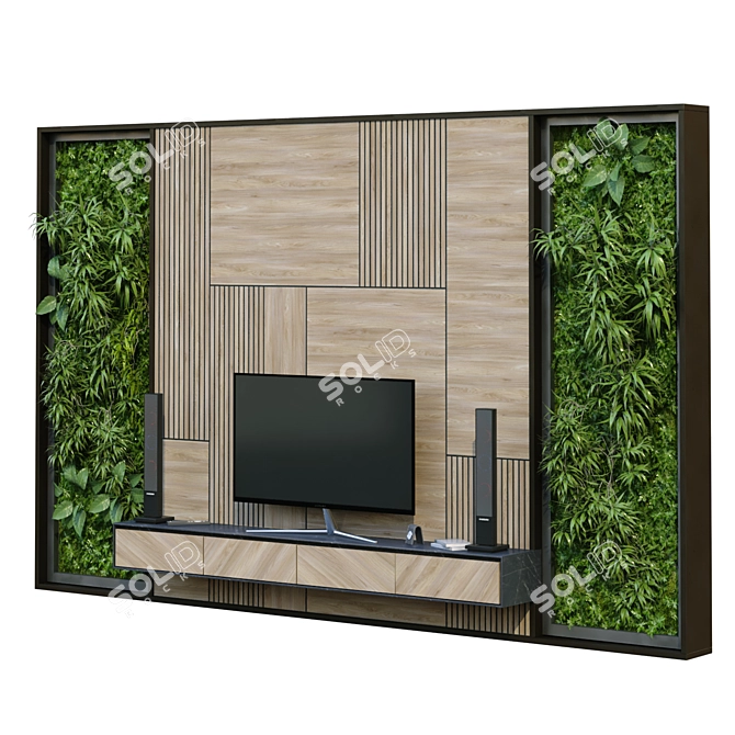 Sleek TV Wall Panel 207 3D model image 2