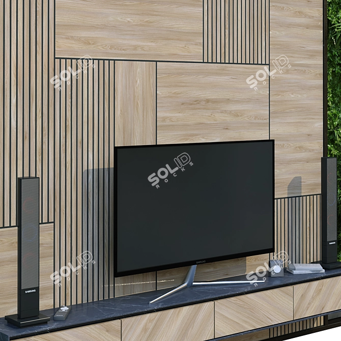 Sleek TV Wall Panel 207 3D model image 5