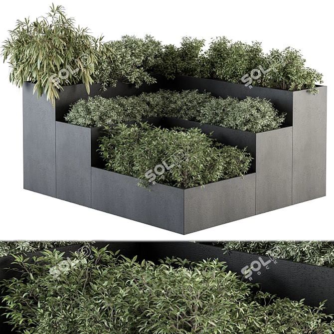 Modern Concrete Planter Set 3D model image 1