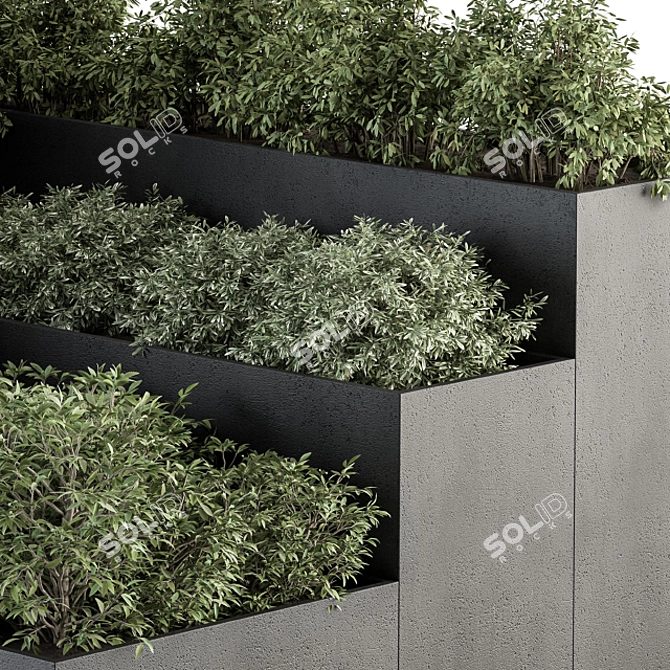 Modern Concrete Planter Set 3D model image 2