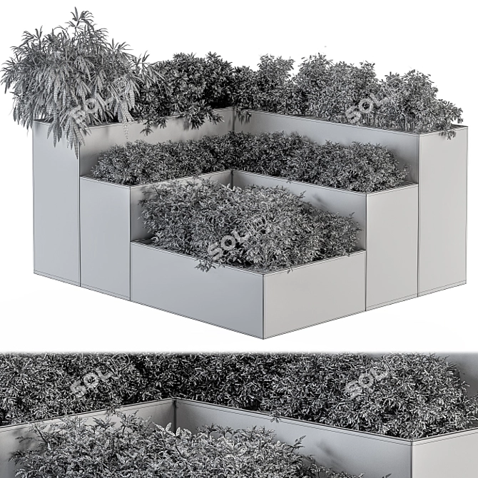 Modern Concrete Planter Set 3D model image 4