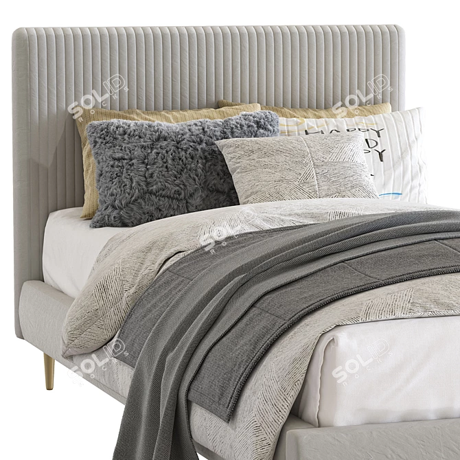 Roar Pleated Upholstered Bed 213 3D model image 4