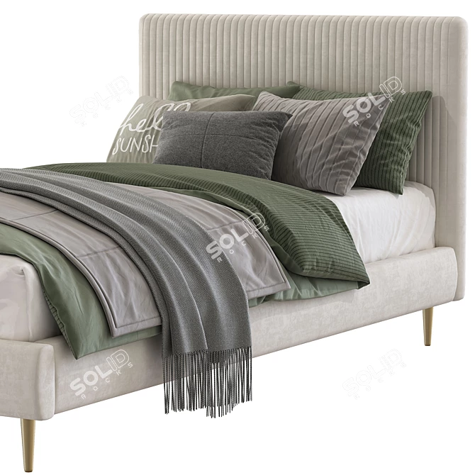 Roar Pleated Upholstered Bed 213 3D model image 6