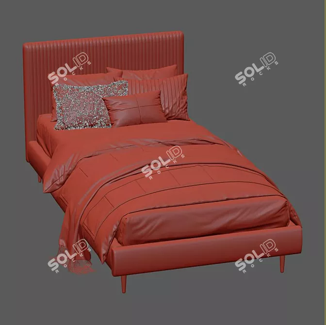 Roar Pleated Upholstered Bed 213 3D model image 7