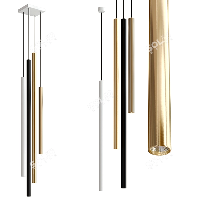 Brass Pendant Lamp: STICK by EGOLUCE 3D model image 1