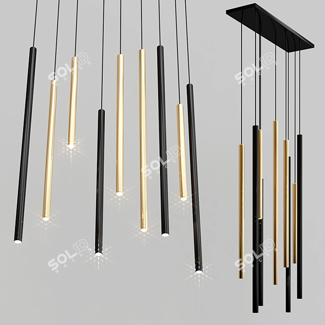 Brass Pendant Lamp: STICK by EGOLUCE 3D model image 3