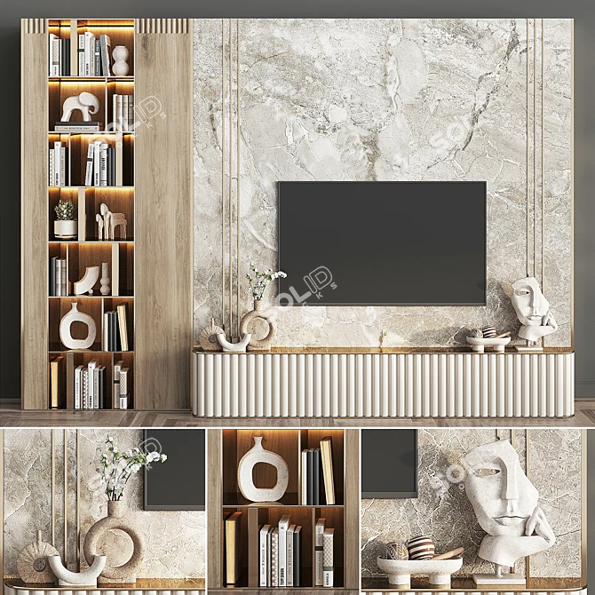 Modern TV Wall Unit with Lighting 3D model image 1