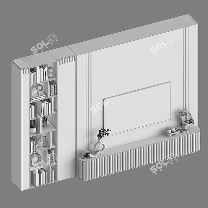 Modern TV Wall Unit with Lighting 3D model image 2