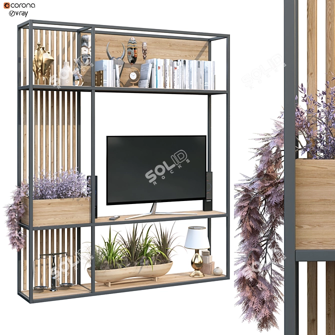 Modern TV Wall Set 211 3D model image 1