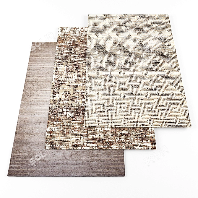 Texture Variety 5-Piece Rug Set 3D model image 1