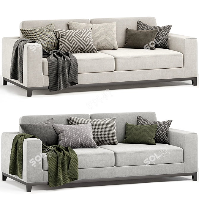 Elegant Frankfurt Sofa, 3-Seater 3D model image 1