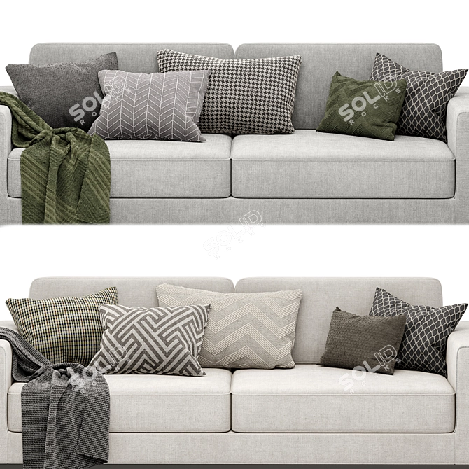 Elegant Frankfurt Sofa, 3-Seater 3D model image 2