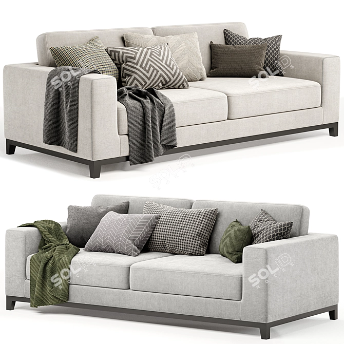 Elegant Frankfurt Sofa, 3-Seater 3D model image 3