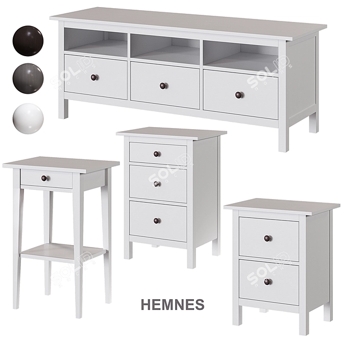 HEMNES Pedestal - Functional and Stylish Storage Solution 3D model image 1