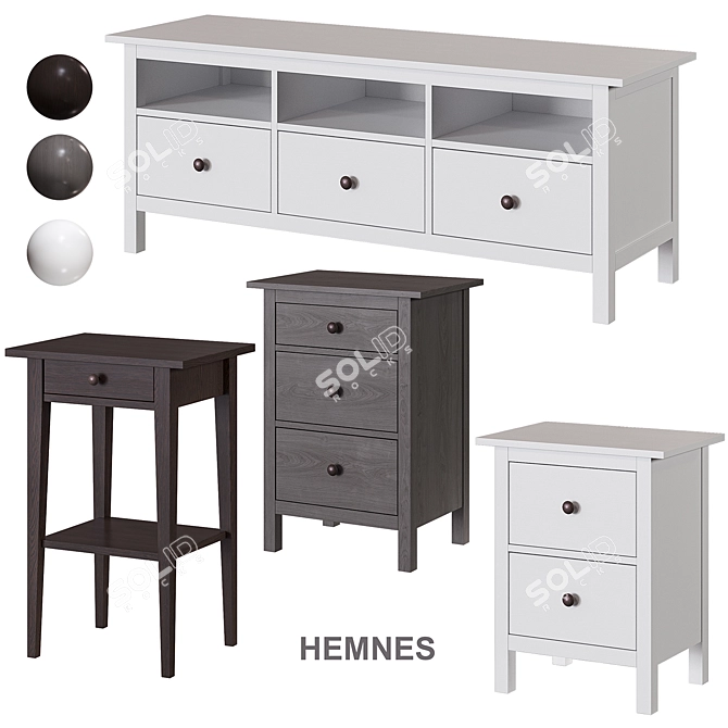 HEMNES Pedestal - Functional and Stylish Storage Solution 3D model image 4