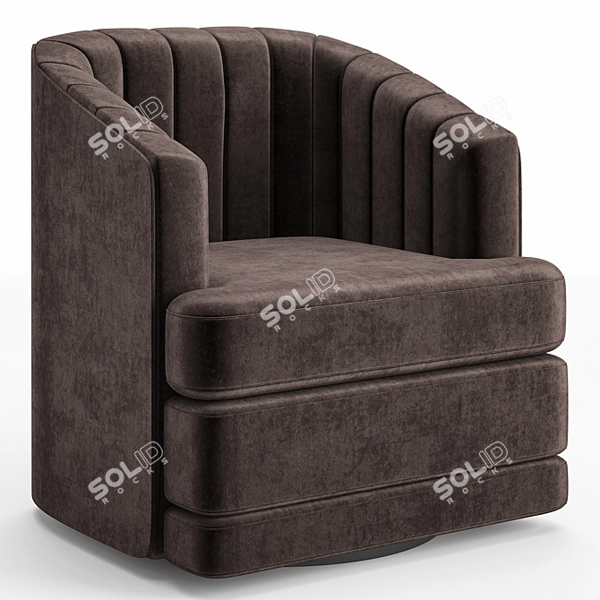 Daphne Chocolate Channel Tufted Swivel Chair 3D model image 1