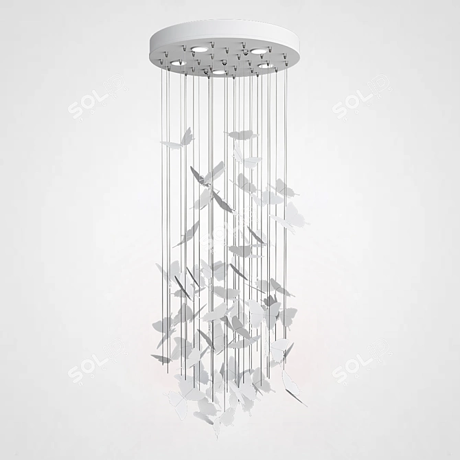 Night Butterflies Chandelier: Elegant & Ethereal 3D model image 3