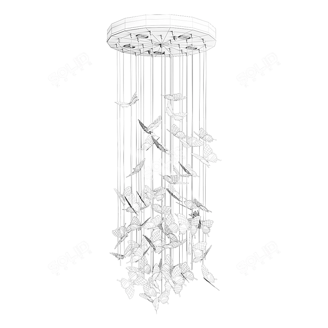 Night Butterflies Chandelier: Elegant & Ethereal 3D model image 4