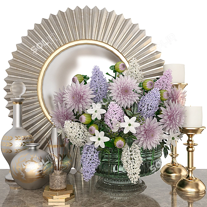 Elegant 3D Decor Set 3D model image 1